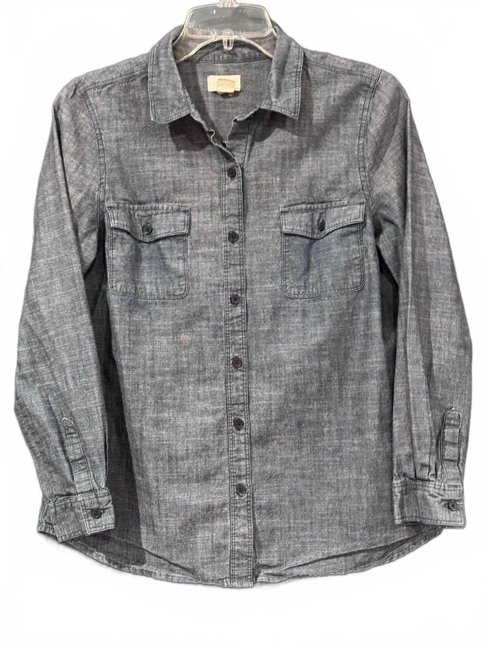 Old Navy Women's Gray Button-Up Shirt, Size Small, 100% Cotton
